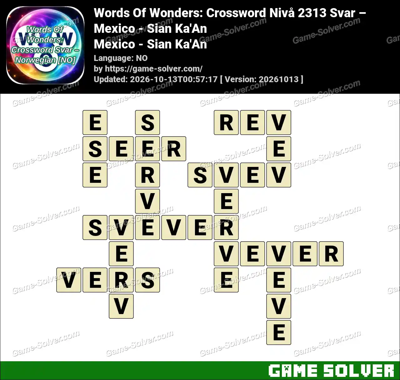 Words Of Wonders: Crossword Nivå 2313 Svar – Mexico – Sian Ka’An